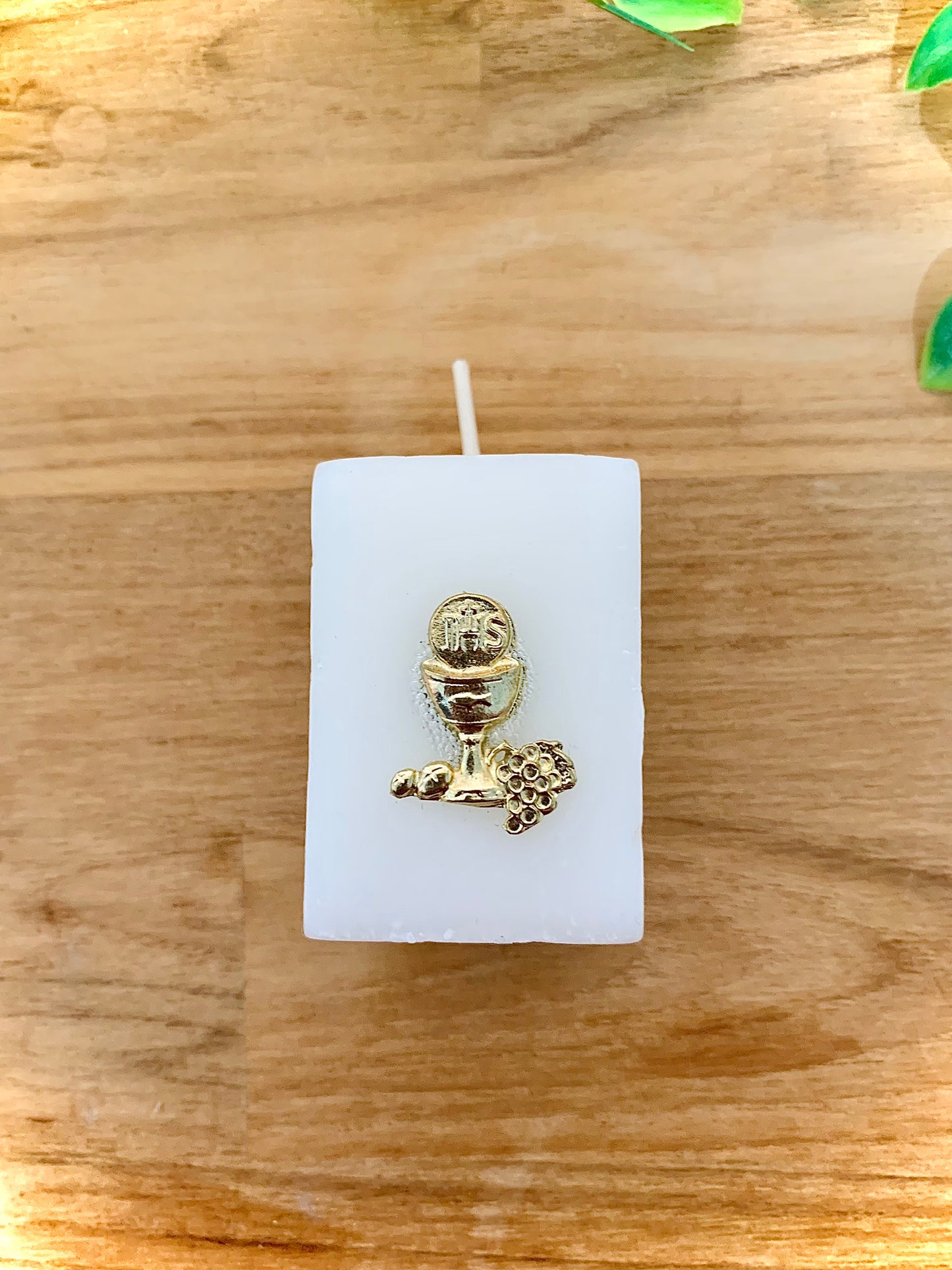 Vela Branca Quadrada - Símbolo Hóstia - Dourado - Eucaristia