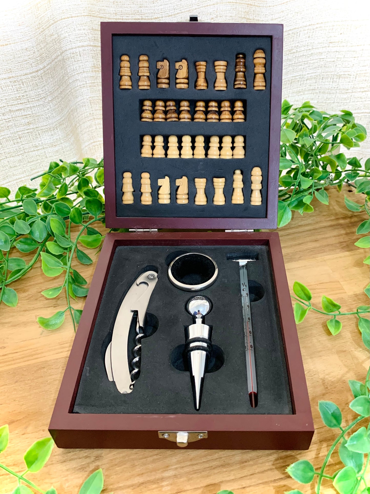 Estojo Tabuleiro Xadrez - Kit para Vinho