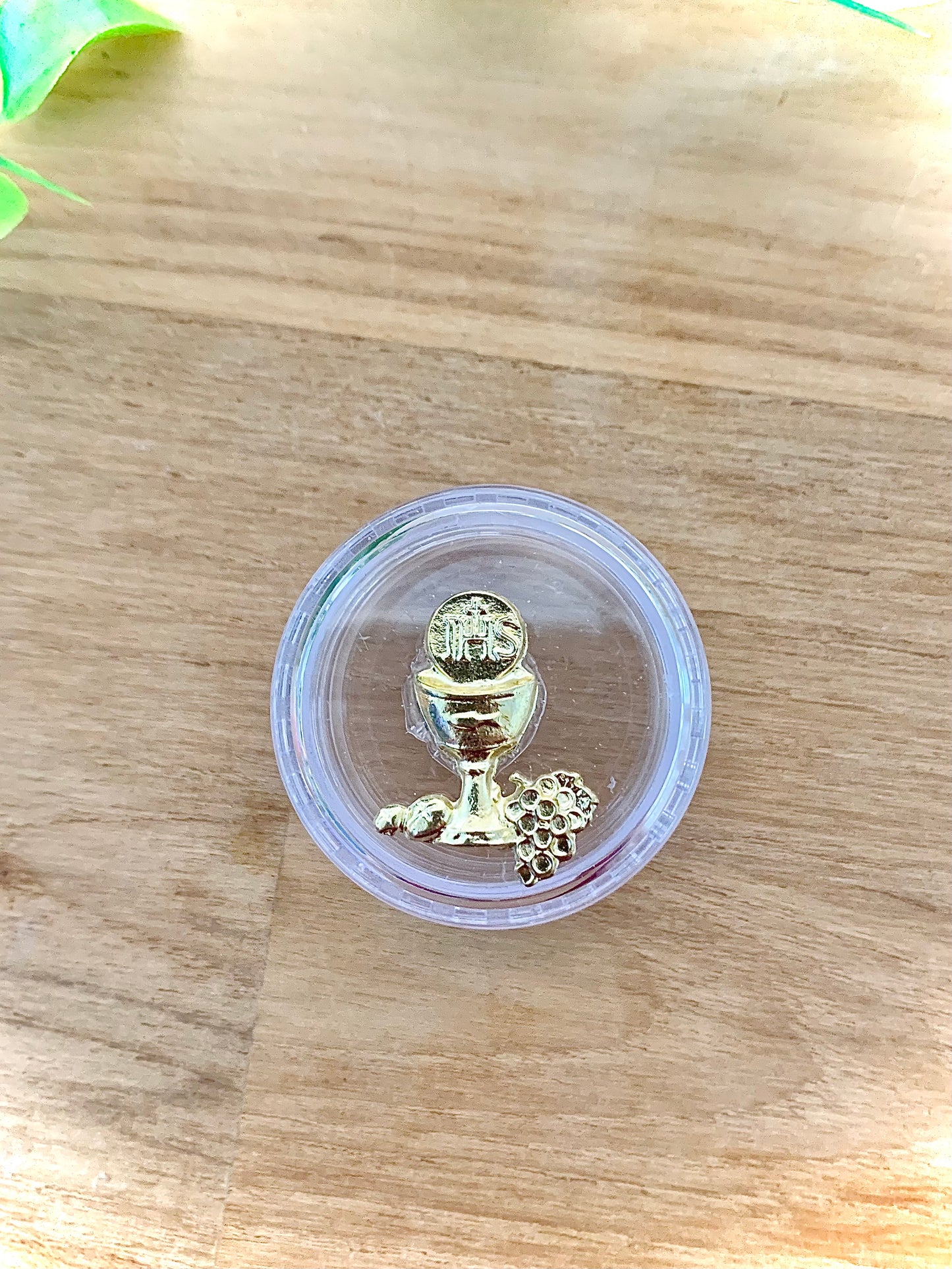 Porta mini-terço - Símbolo Hóstia - Dourado - Eucaristia