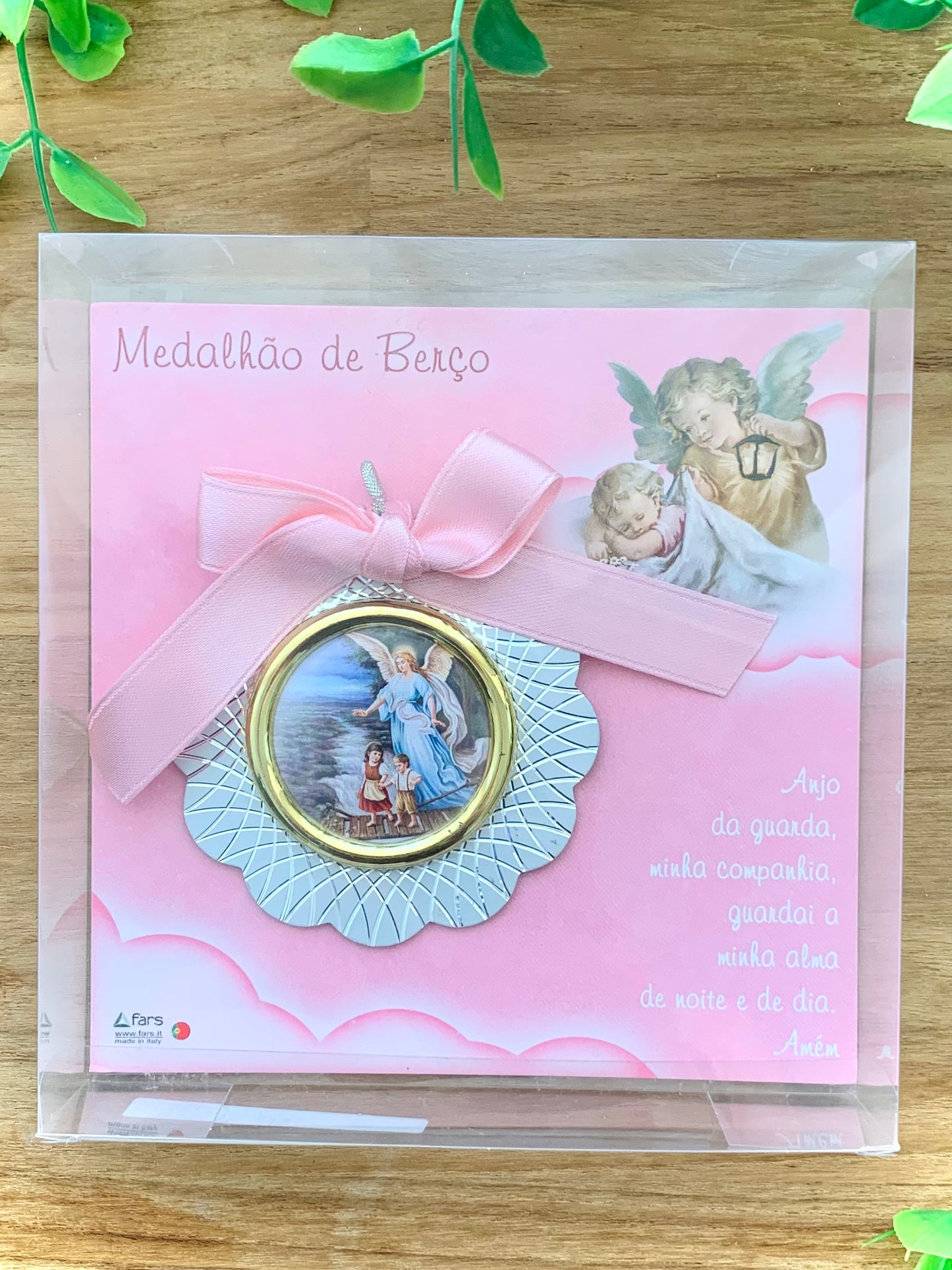 Medalhão de Berço Italiano Infantil - Rosa