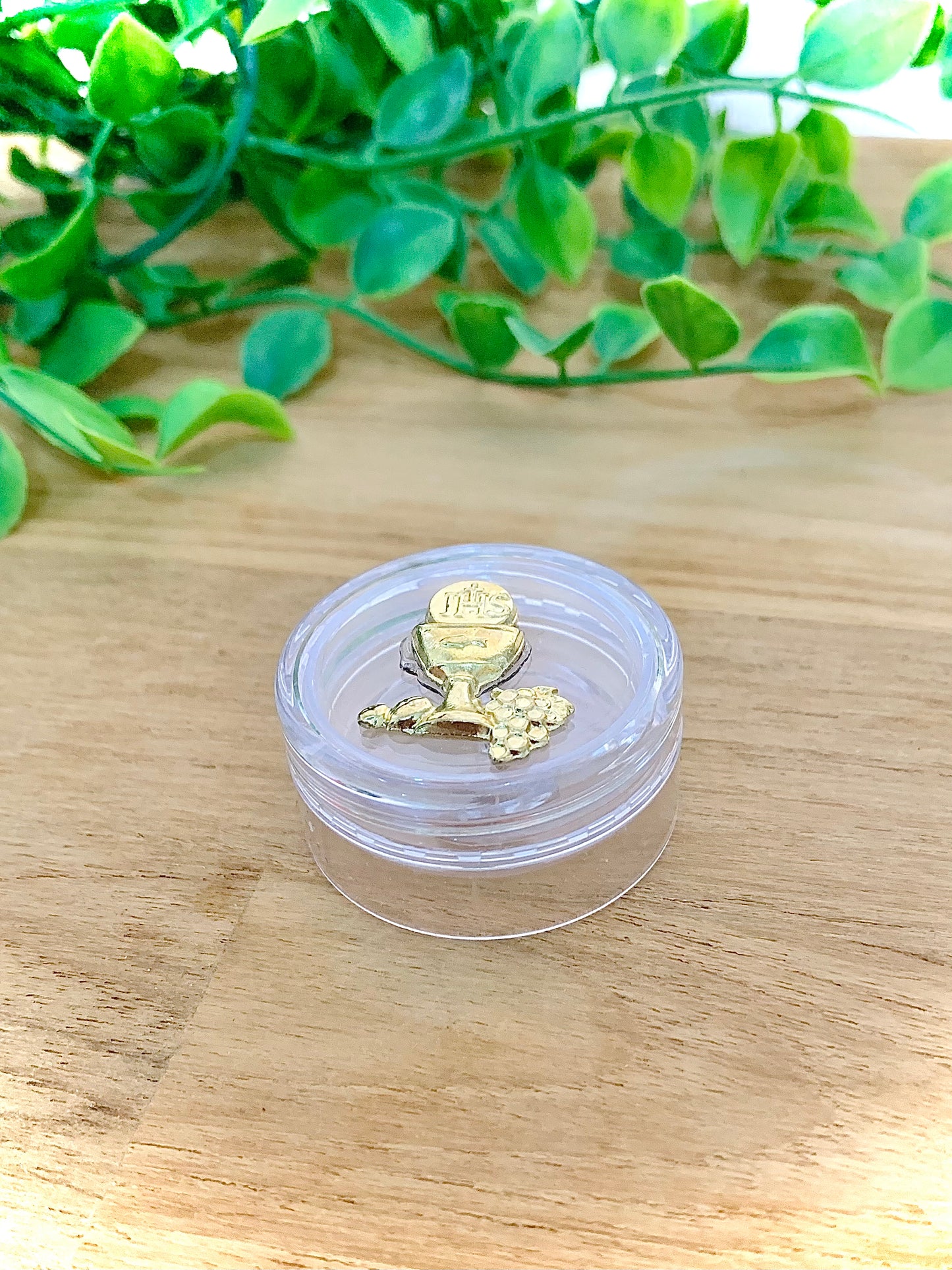 Porta mini-terço - Símbolo Hóstia - Dourado - Eucaristia