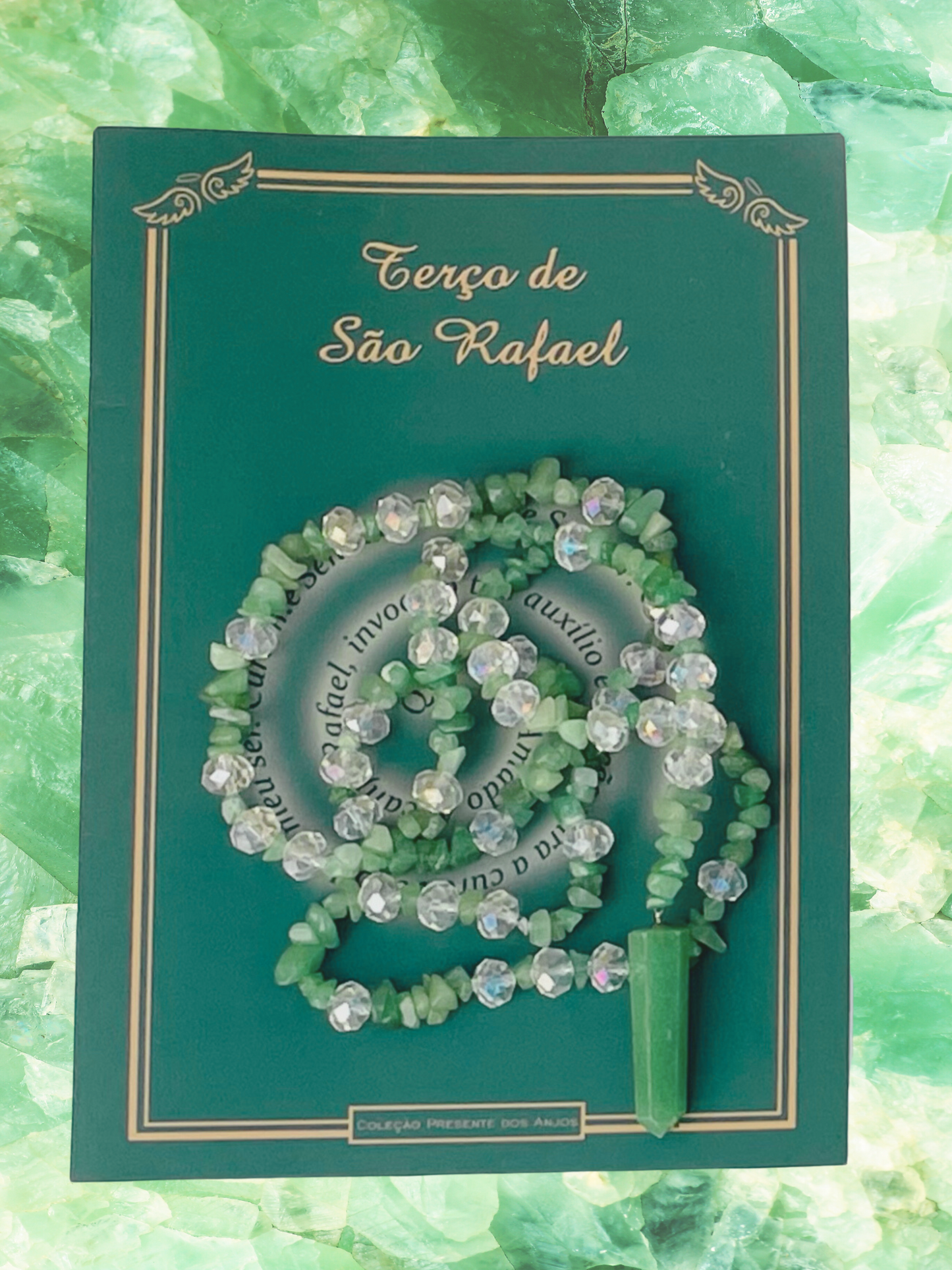 Terço de São Rafael em cristal com pedra natural