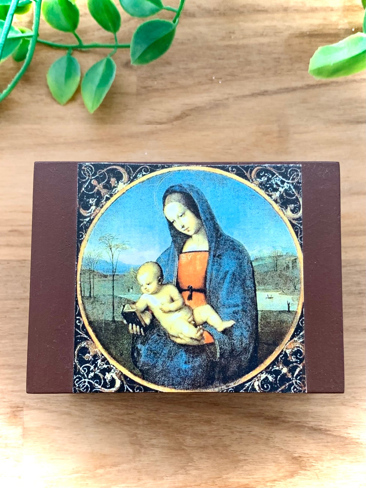Caixinha de Madeira - Nossa Senhora e Menino Jesus