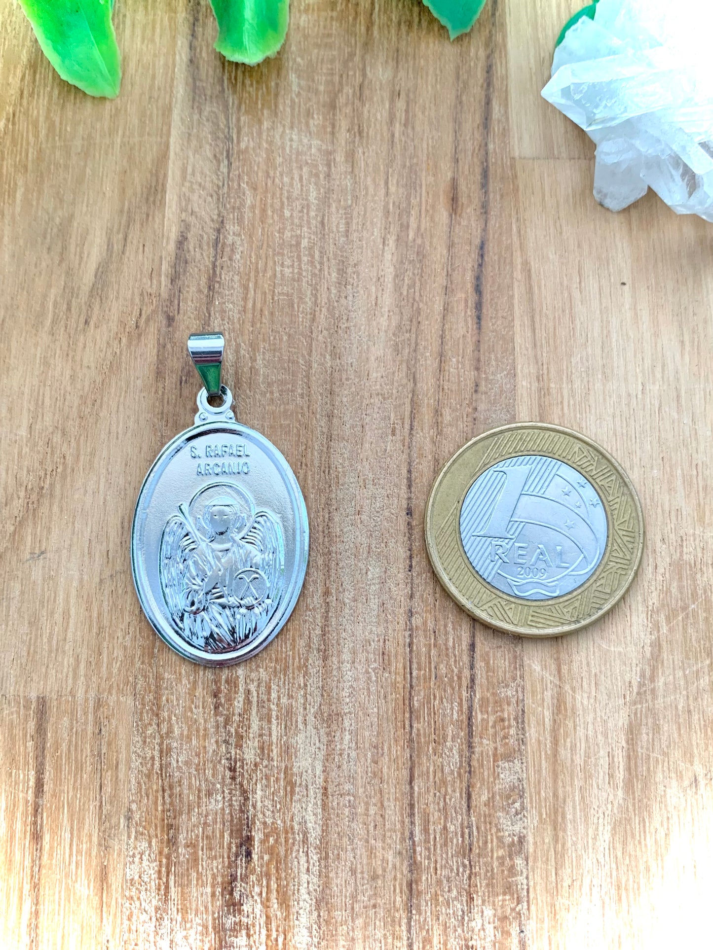 Medalha Grande São Rafael Aço Inox